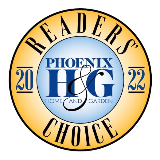 A gold and blue circle with the words " readers choice 2 0 1 2 phoenix ilg home & garden ".