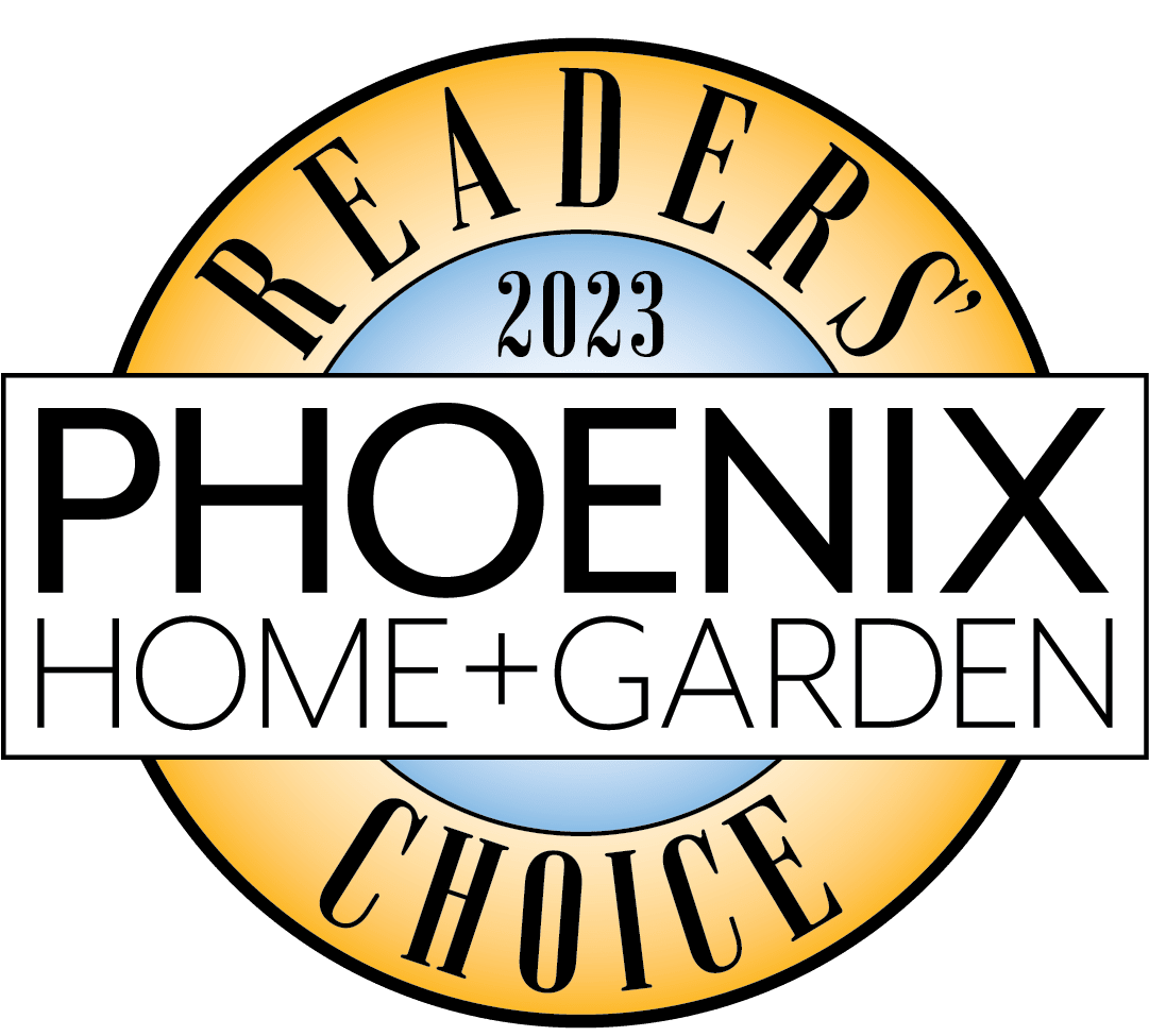 A badge that says readers choice 2 0 2 3 phoenix home and garden.