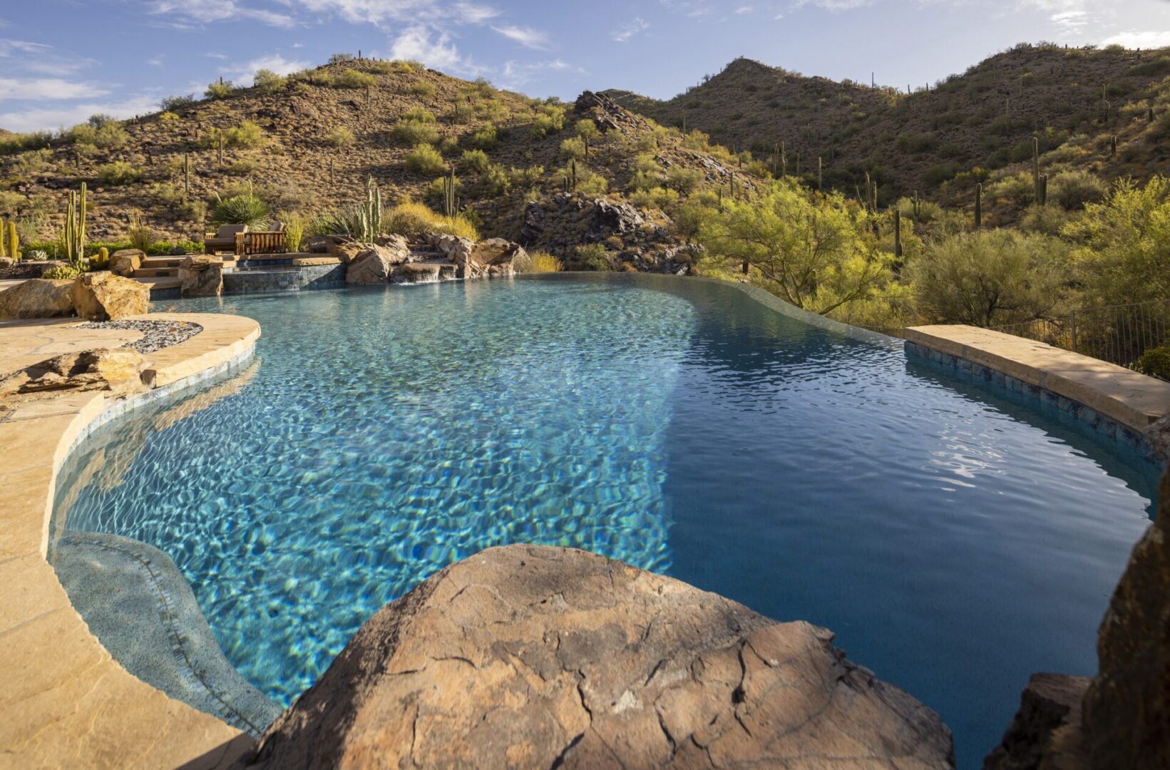 A pool with rocks and water in it